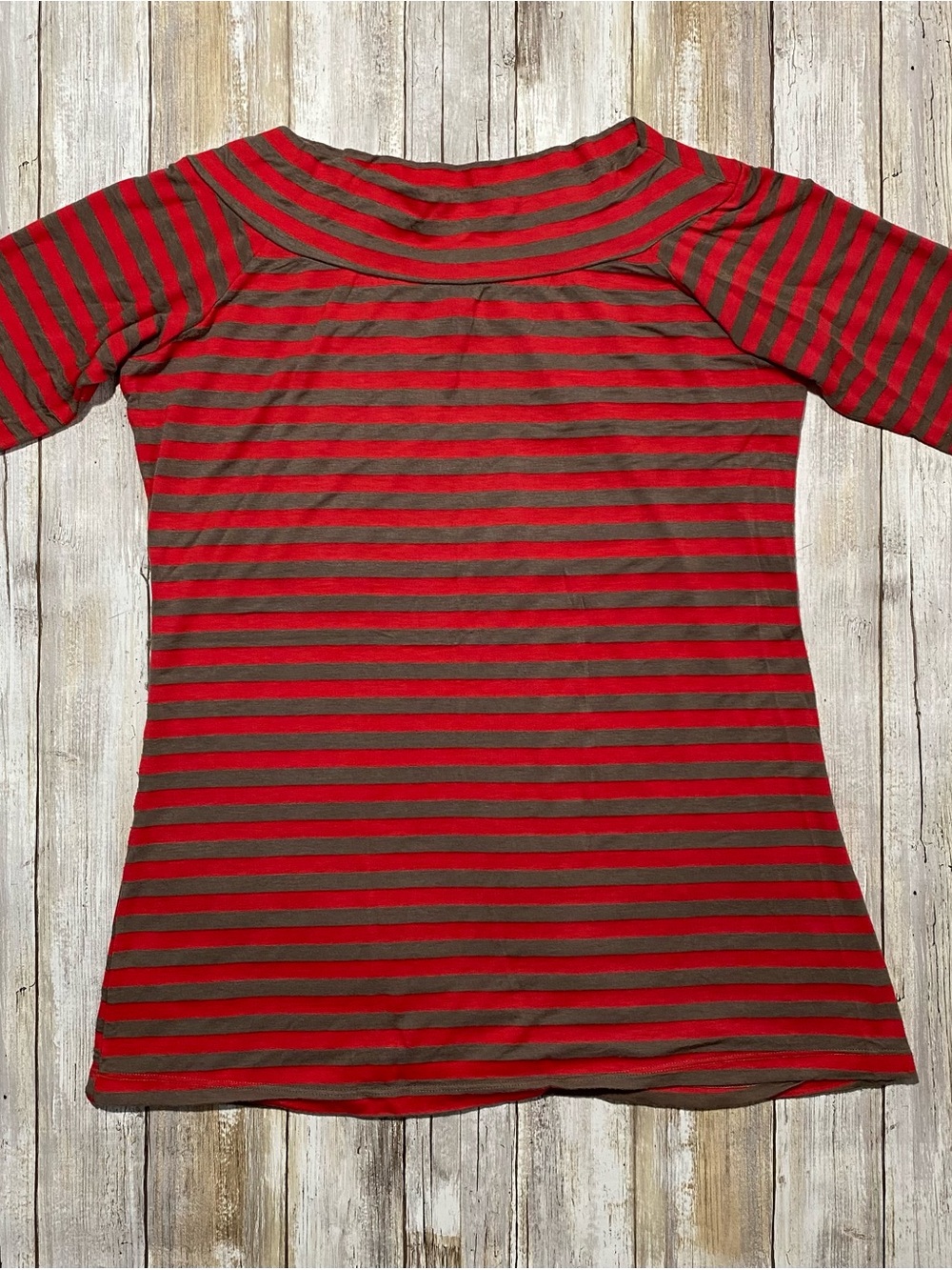 Fenn Wright Manson Red and Brown Striped Boatneck Tee